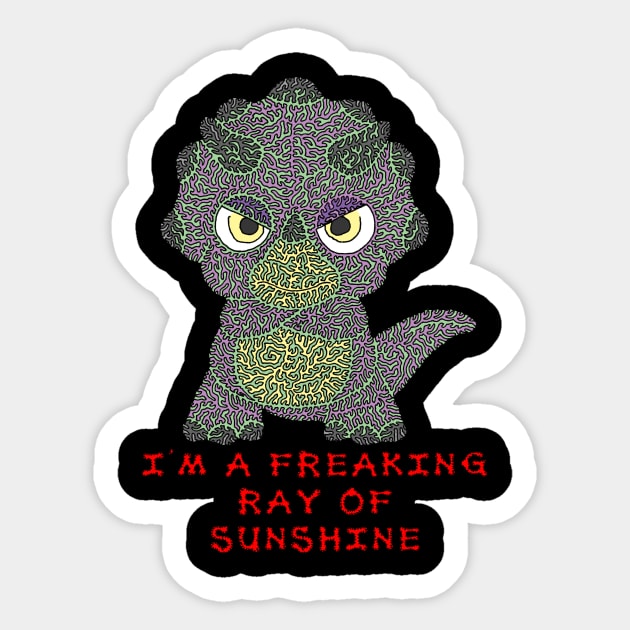 I'm a Freaking Ray of Sunshine - triceratops Sticker by NightserFineArts